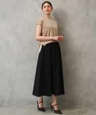 FMHGD05240 MICHEL KLEIN(ミッシェルクラン) [セットアップ対応/リラックスボトム]ワッフルギャザースカート ネイビー