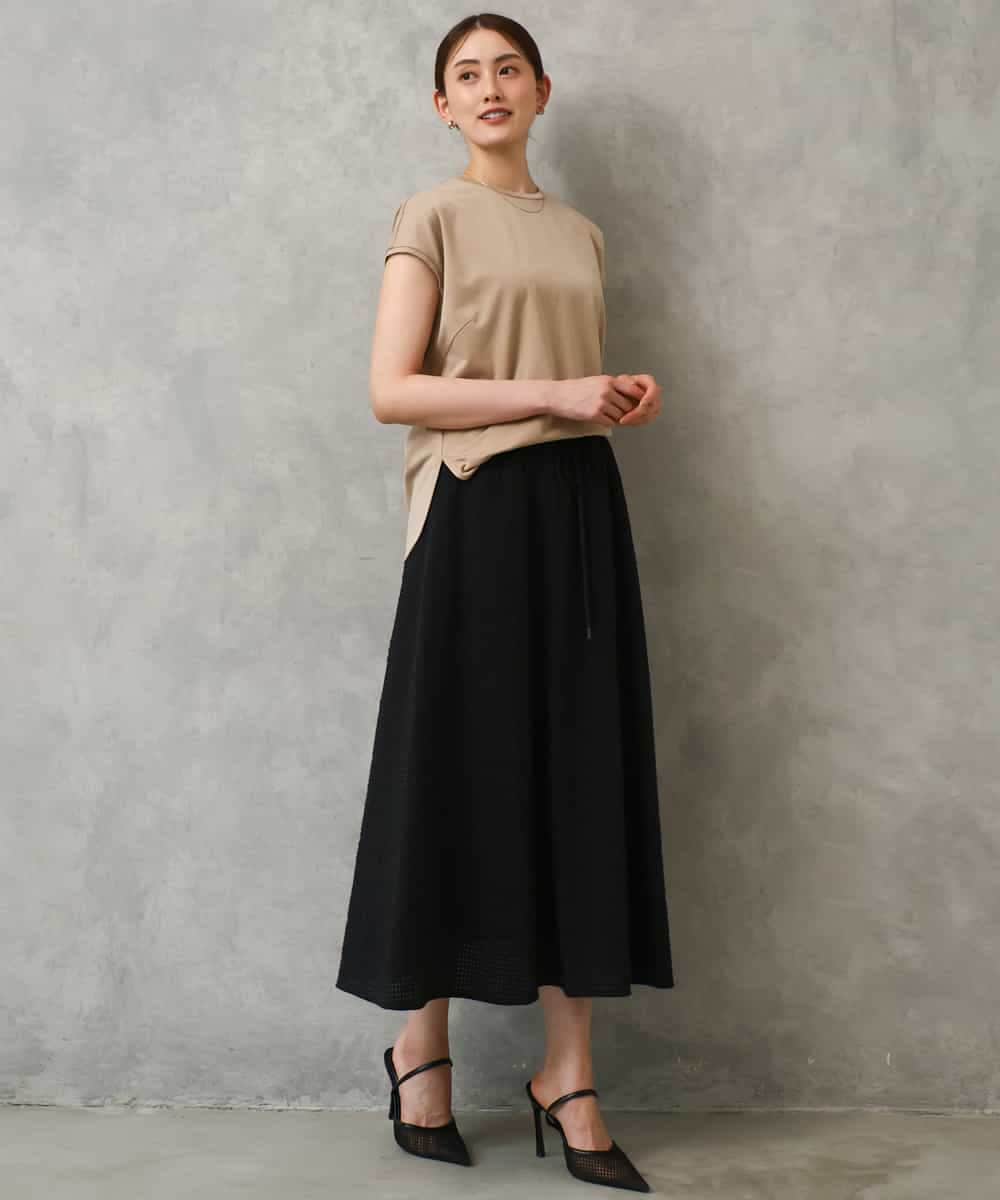 FMHGD05240 MICHEL KLEIN(ミッシェルクラン) [セットアップ対応/リラックスボトム]ワッフルギャザースカート ネイビー