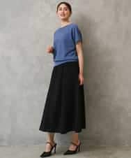 FMHGD05240 MICHEL KLEIN(ミッシェルクラン) [セットアップ対応/リラックスボトム]ワッフルギャザースカート ネイビー