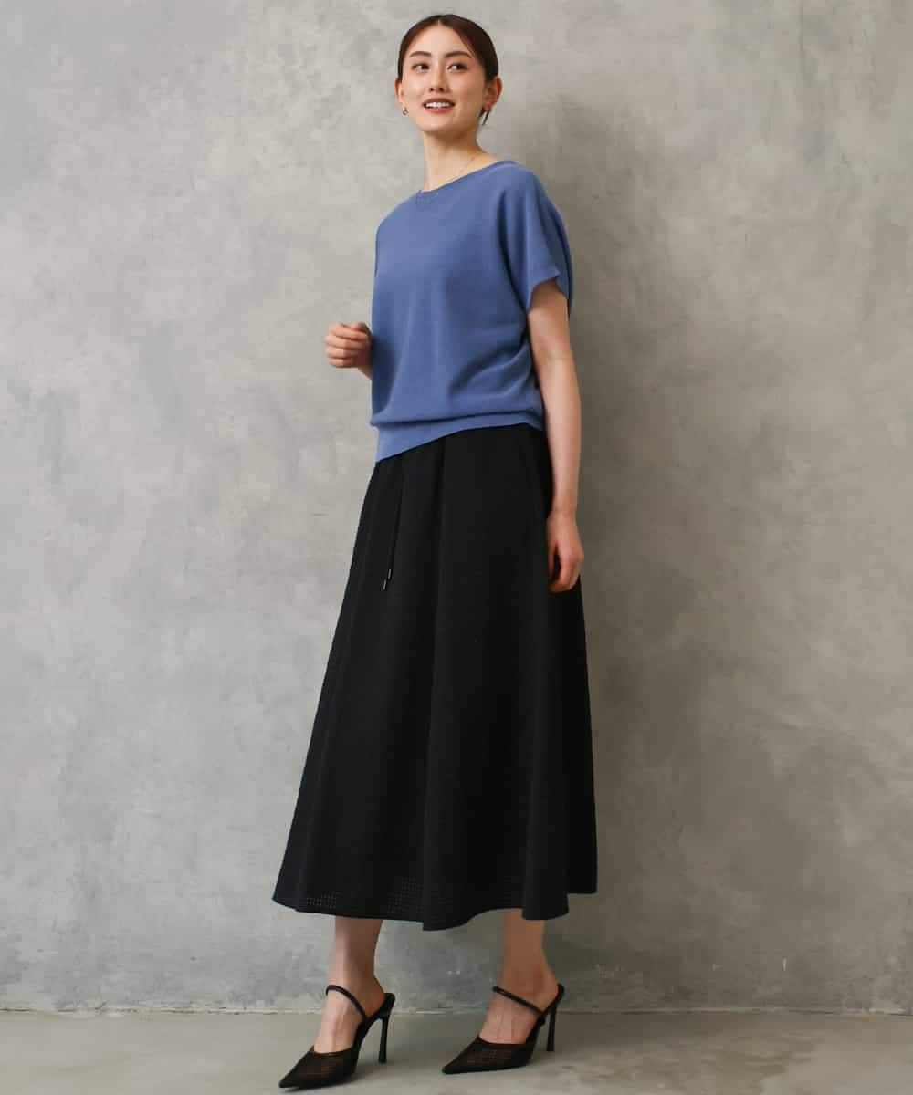 FMHGD05240 MICHEL KLEIN(ミッシェルクラン) [セットアップ対応/リラックスボトム]ワッフルギャザースカート ネイビー