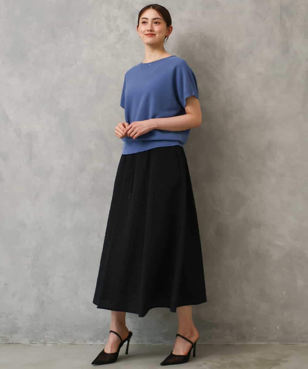 FMHGD05240 MICHEL KLEIN(ミッシェルクラン) [セットアップ対応/リラックスボトム]ワッフルギャザースカート ネイビー