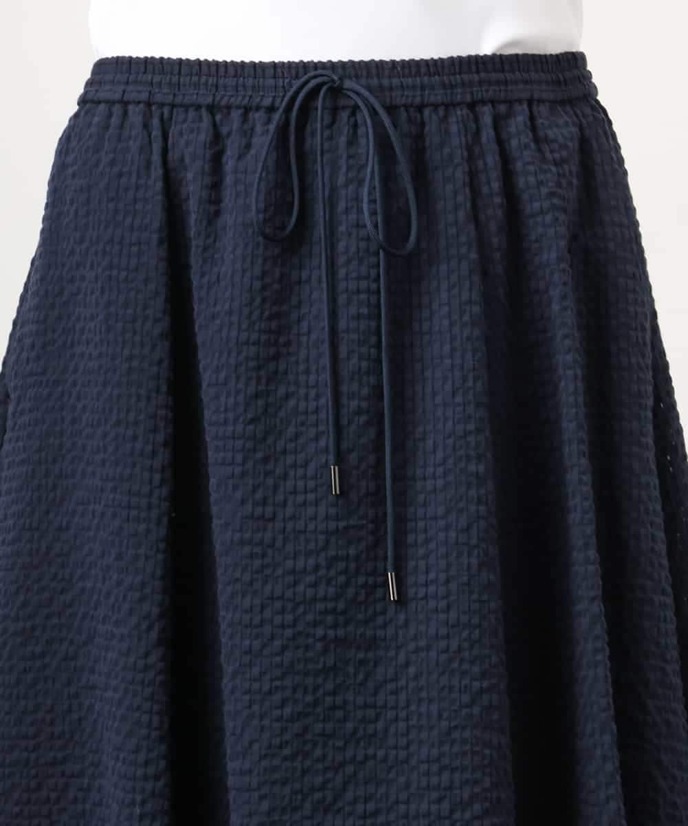 FMHGD05240 MICHEL KLEIN(ミッシェルクラン) [セットアップ対応/リラックスボトム]ワッフルギャザースカート ネイビー