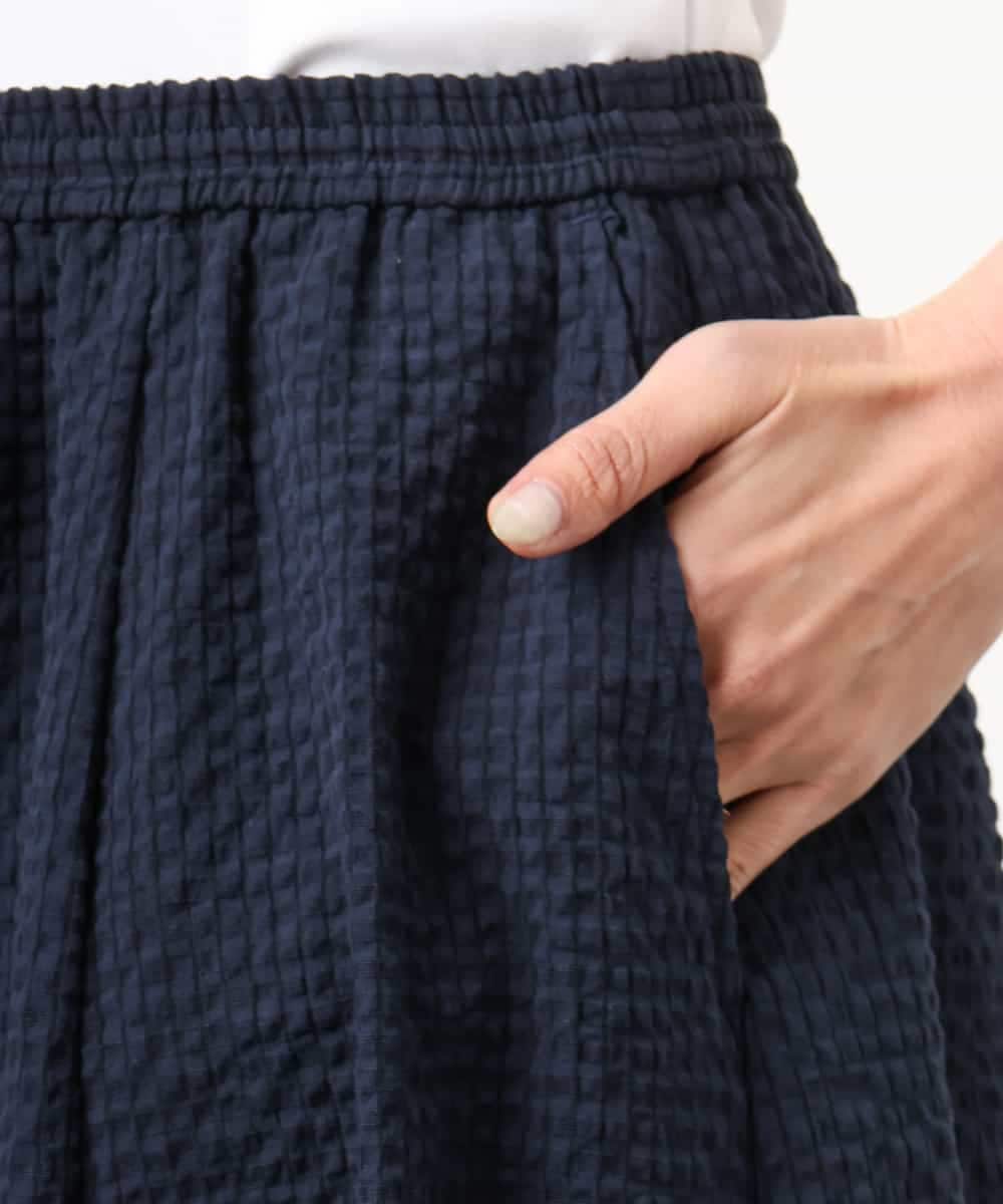 FMHGD05240 MICHEL KLEIN(ミッシェルクラン) [セットアップ対応/リラックスボトム]ワッフルギャザースカート ネイビー