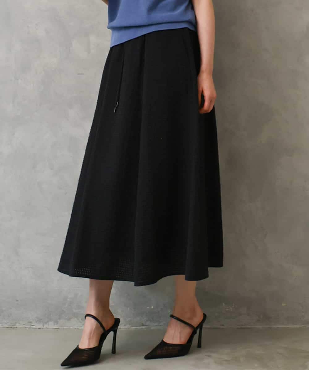 FMHGD05240 MICHEL KLEIN(ミッシェルクラン) [セットアップ対応/リラックスボトム]ワッフルギャザースカート ブラック