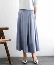 FMHGD08290 MICHEL KLEIN(ミッシェルクラン) デニムライクシャンブレー Aラインスカート ネイビー