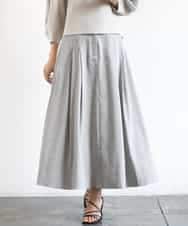 FMHGD08290 MICHEL KLEIN(ミッシェルクラン) デニムライクシャンブレー Aラインスカート ネイビー