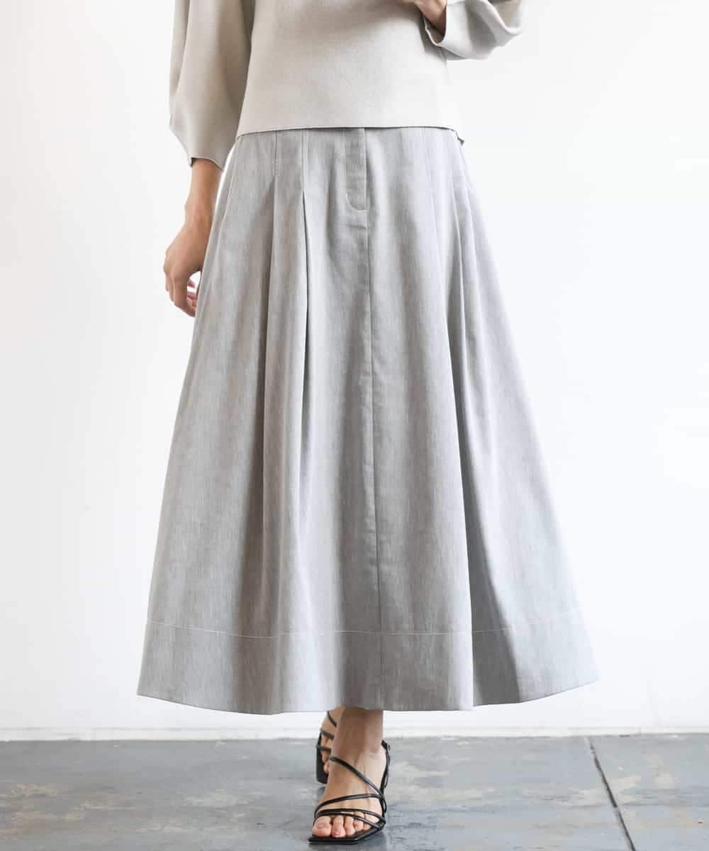 FMHGD08290 MICHEL KLEIN(ミッシェルクラン) デニムライクシャンブレー Aラインスカート ネイビー