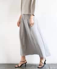 FMHGD08290 MICHEL KLEIN(ミッシェルクラン) デニムライクシャンブレー Aラインスカート ネイビー