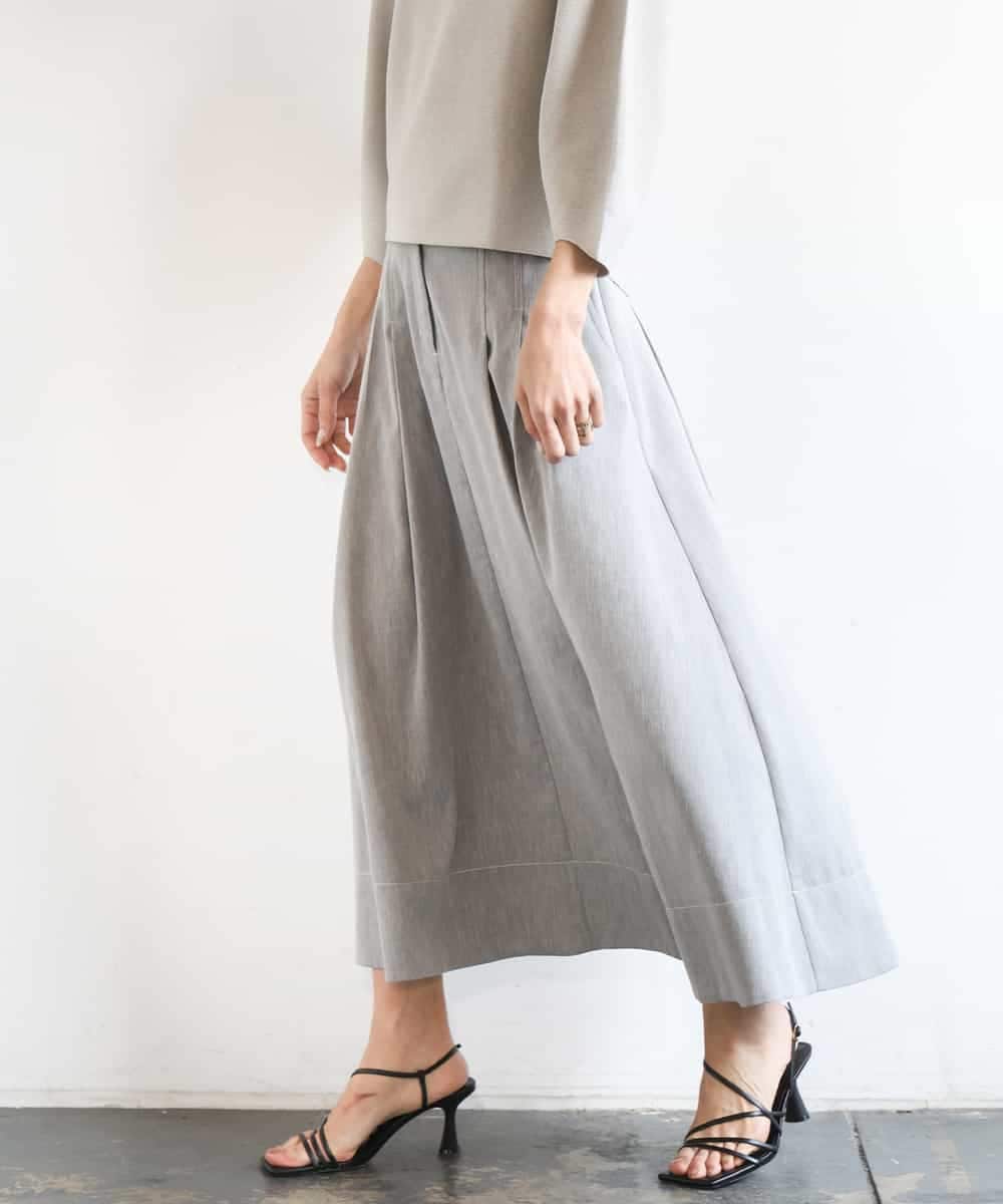 FMHGD08290 MICHEL KLEIN(ミッシェルクラン) デニムライクシャンブレー Aラインスカート ネイビー