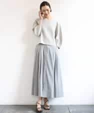 FMHGD08290 MICHEL KLEIN(ミッシェルクラン) デニムライクシャンブレー Aラインスカート ネイビー