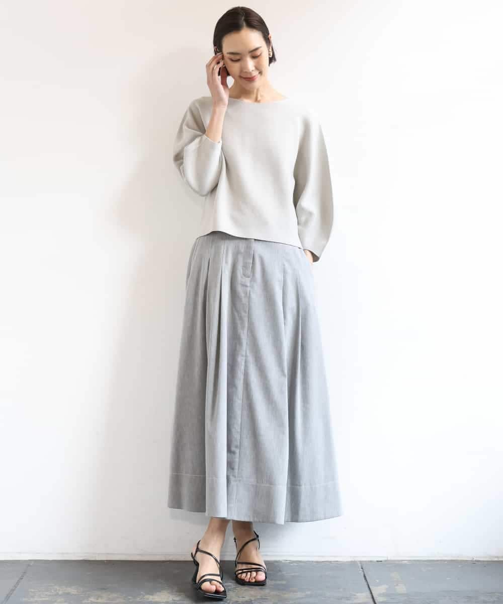 FMHGD08290 MICHEL KLEIN(ミッシェルクラン) デニムライクシャンブレー Aラインスカート ネイビー