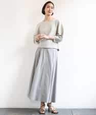 FMHGD08290 MICHEL KLEIN(ミッシェルクラン) デニムライクシャンブレー Aラインスカート ネイビー