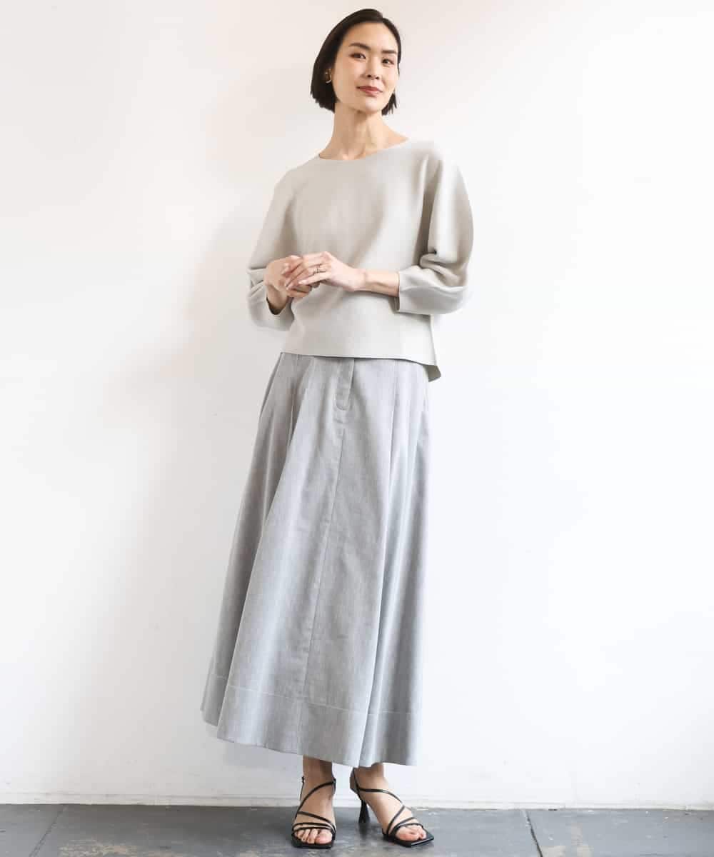 FMHGD08290 MICHEL KLEIN(ミッシェルクラン) デニムライクシャンブレー Aラインスカート ネイビー