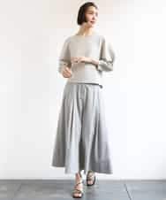 FMHGD08290 MICHEL KLEIN(ミッシェルクラン) デニムライクシャンブレー Aラインスカート ネイビー