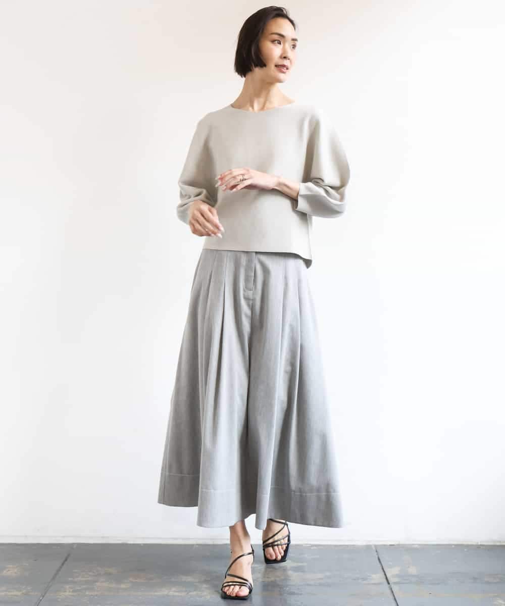 FMHGD08290 MICHEL KLEIN(ミッシェルクラン) デニムライクシャンブレー Aラインスカート ネイビー