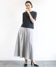 FMHGD08290 MICHEL KLEIN(ミッシェルクラン) デニムライクシャンブレー Aラインスカート ネイビー