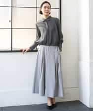 FMHGD08290 MICHEL KLEIN(ミッシェルクラン) デニムライクシャンブレー Aラインスカート ネイビー