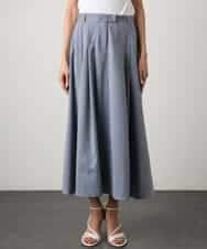 FMHGD08290 MICHEL KLEIN(ミッシェルクラン) デニムライクシャンブレー Aラインスカート ネイビー