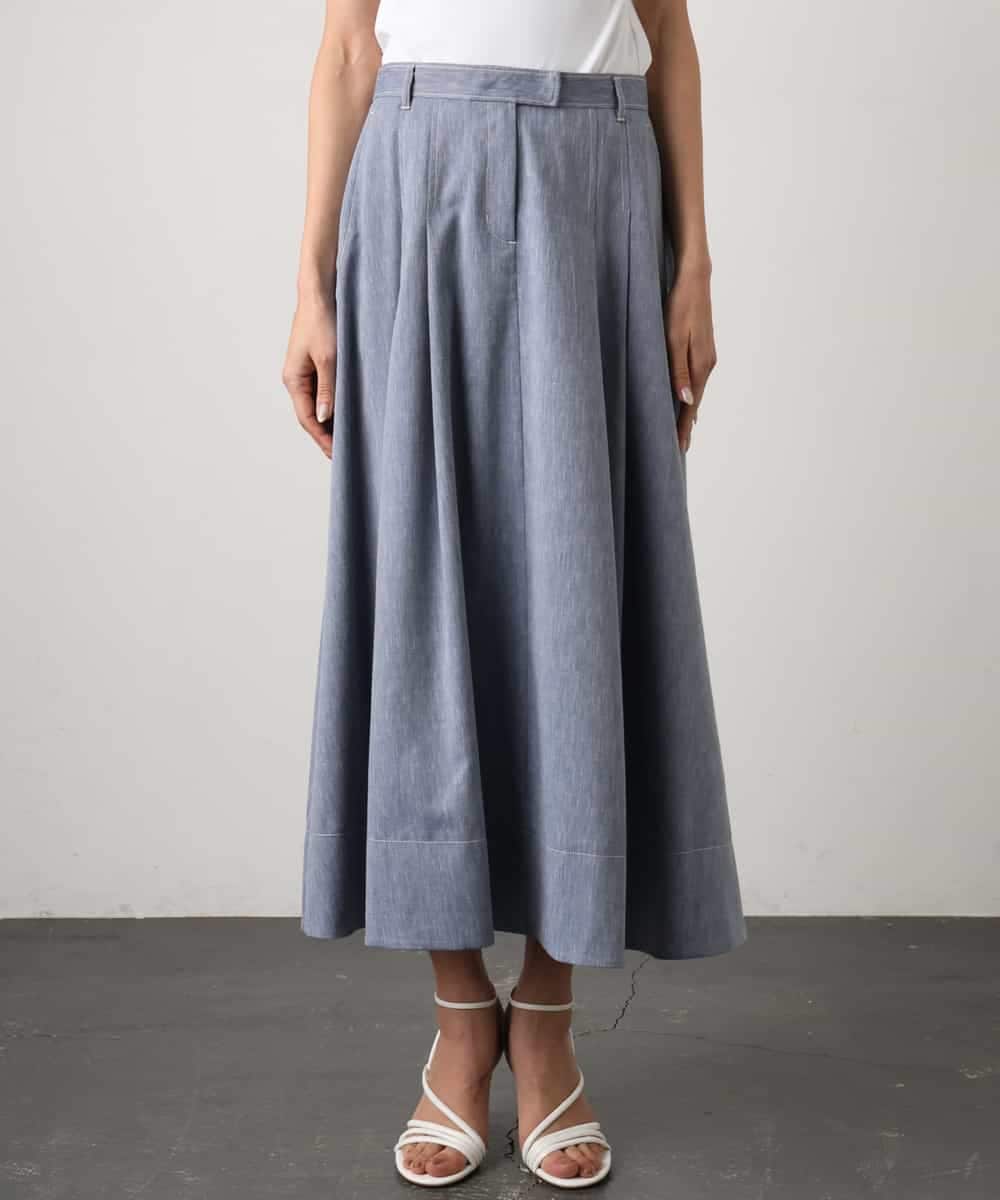 FMHGD08290 MICHEL KLEIN(ミッシェルクラン) デニムライクシャンブレー Aラインスカート ネイビー