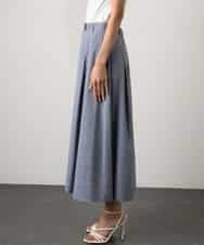 FMHGD08290 MICHEL KLEIN(ミッシェルクラン) デニムライクシャンブレー Aラインスカート ネイビー