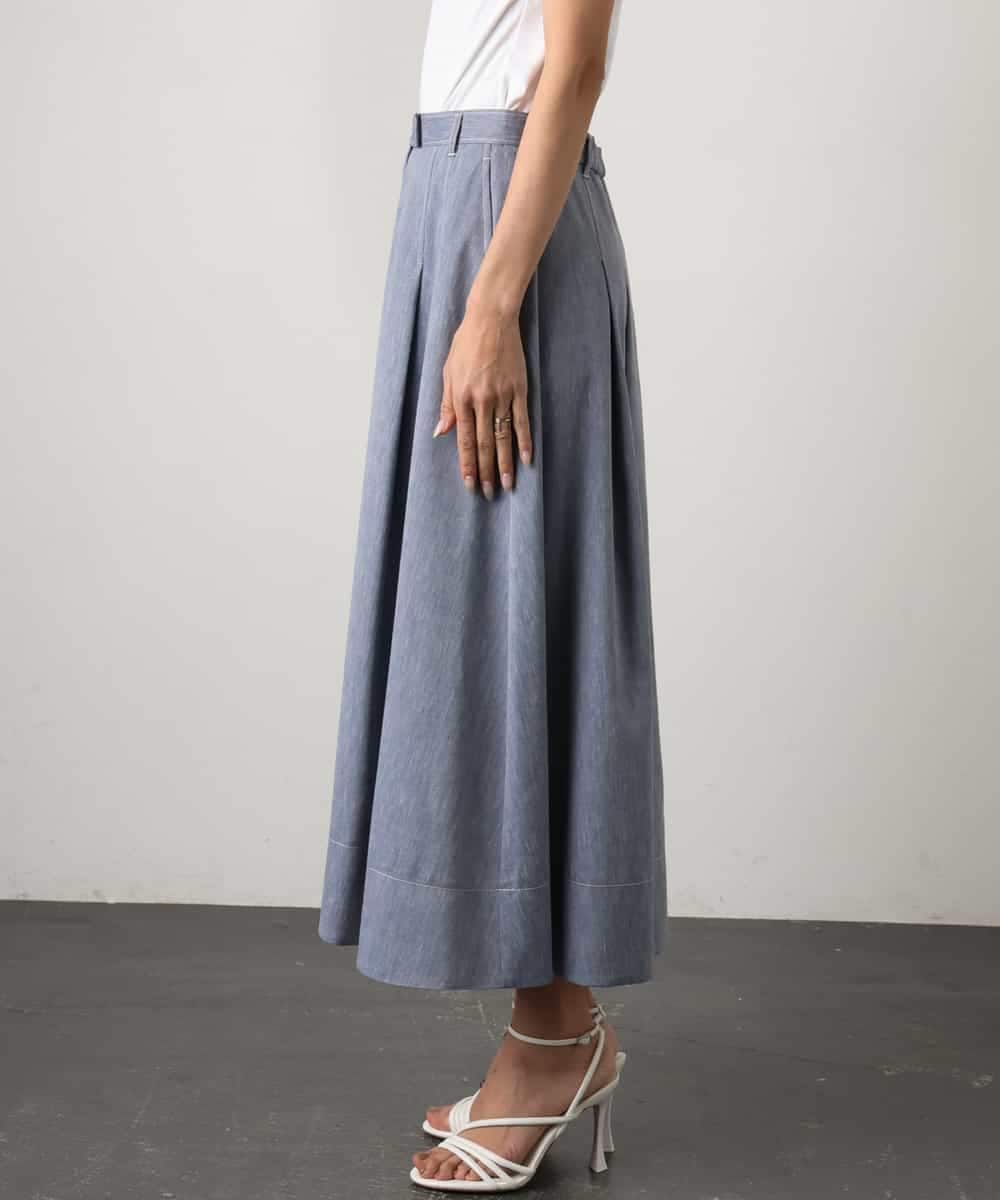 FMHGD08290 MICHEL KLEIN(ミッシェルクラン) デニムライクシャンブレー Aラインスカート ネイビー