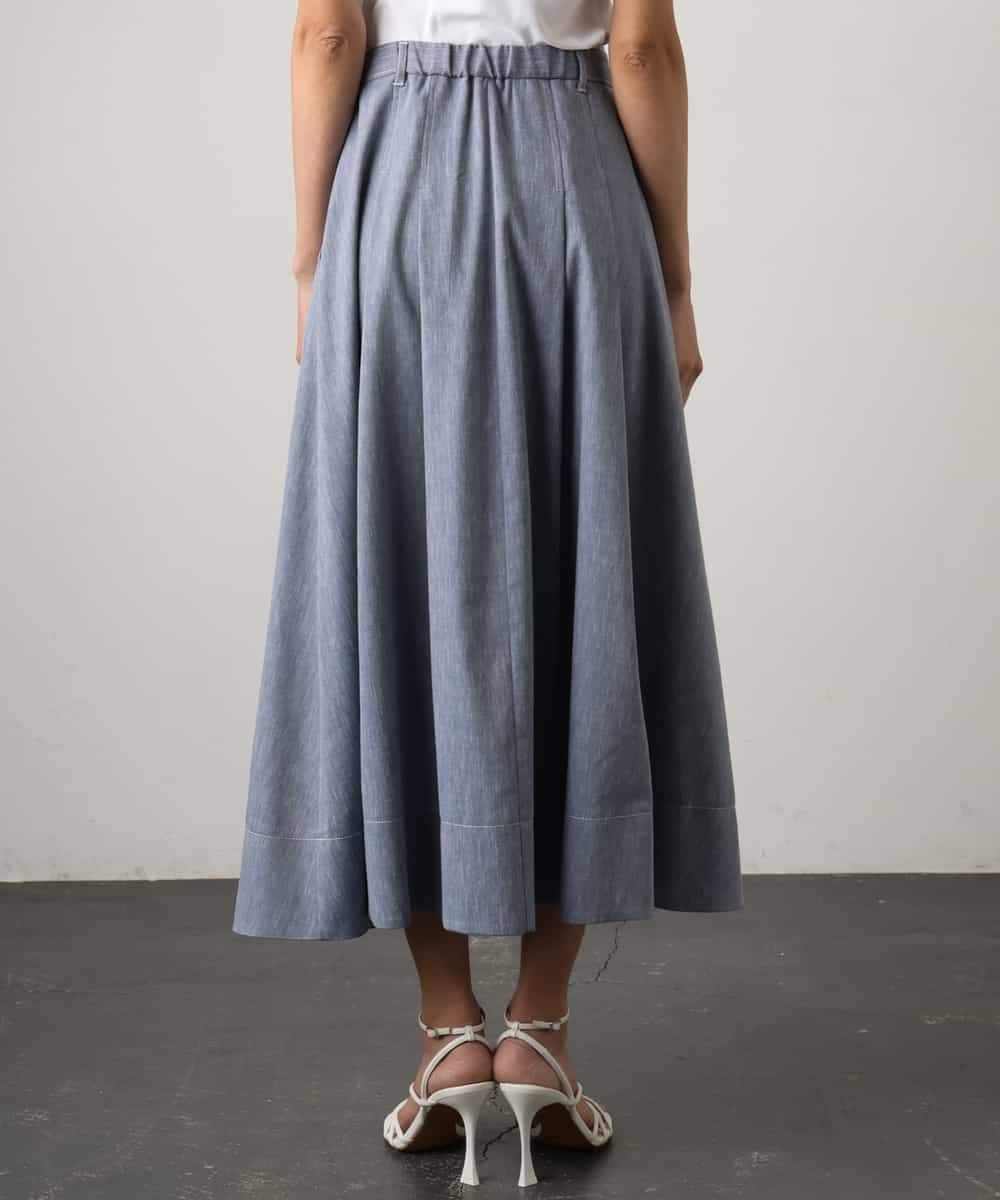 FMHGD08290 MICHEL KLEIN(ミッシェルクラン) デニムライクシャンブレー Aラインスカート ネイビー