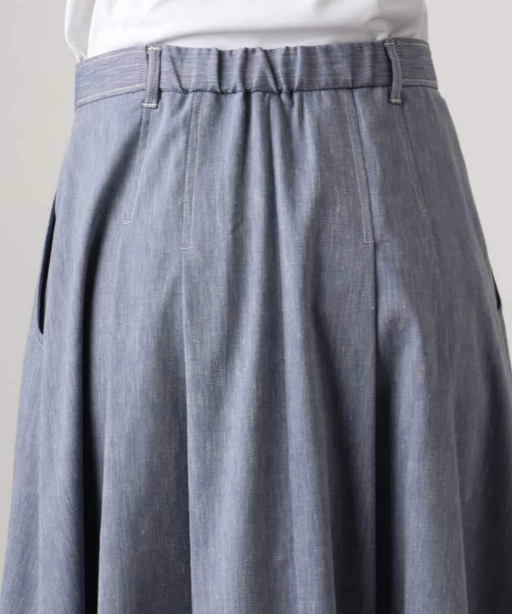 FMHGD08290 MICHEL KLEIN(ミッシェルクラン) デニムライクシャンブレー Aラインスカート ネイビー