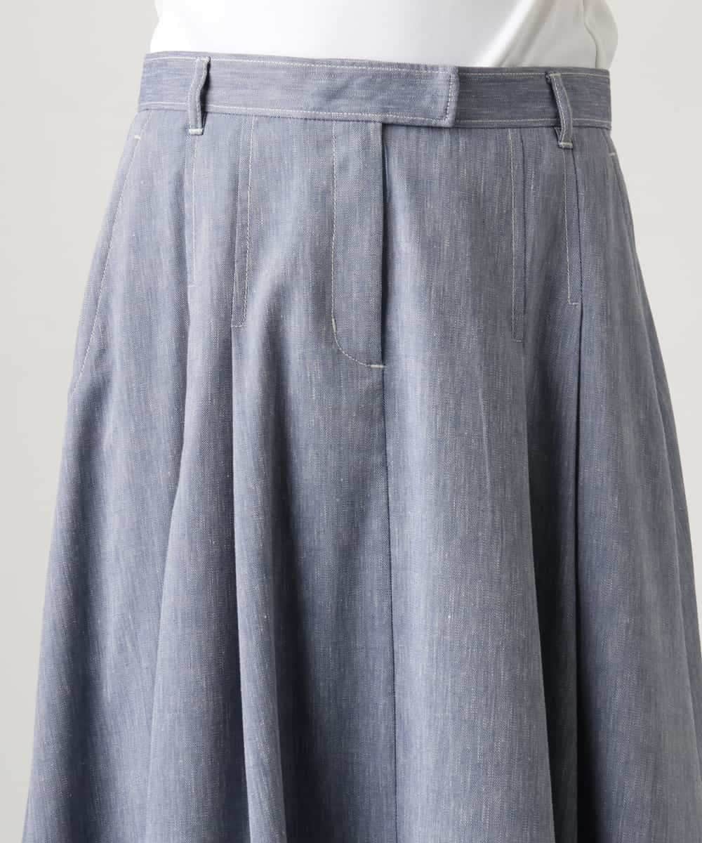 FMHGD08290 MICHEL KLEIN(ミッシェルクラン) デニムライクシャンブレー Aラインスカート ネイビー