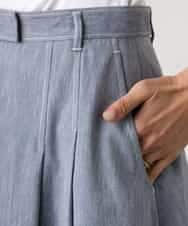 FMHGD08290 MICHEL KLEIN(ミッシェルクラン) デニムライクシャンブレー Aラインスカート ネイビー