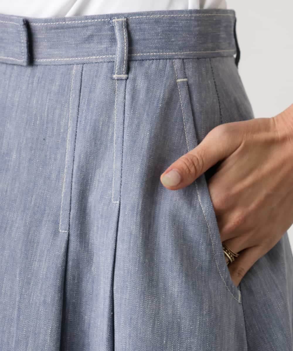 FMHGD08290 MICHEL KLEIN(ミッシェルクラン) デニムライクシャンブレー Aラインスカート ネイビー