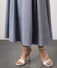 FMHGD08290 MICHEL KLEIN(ミッシェルクラン) デニムライクシャンブレー Aラインスカート ネイビー