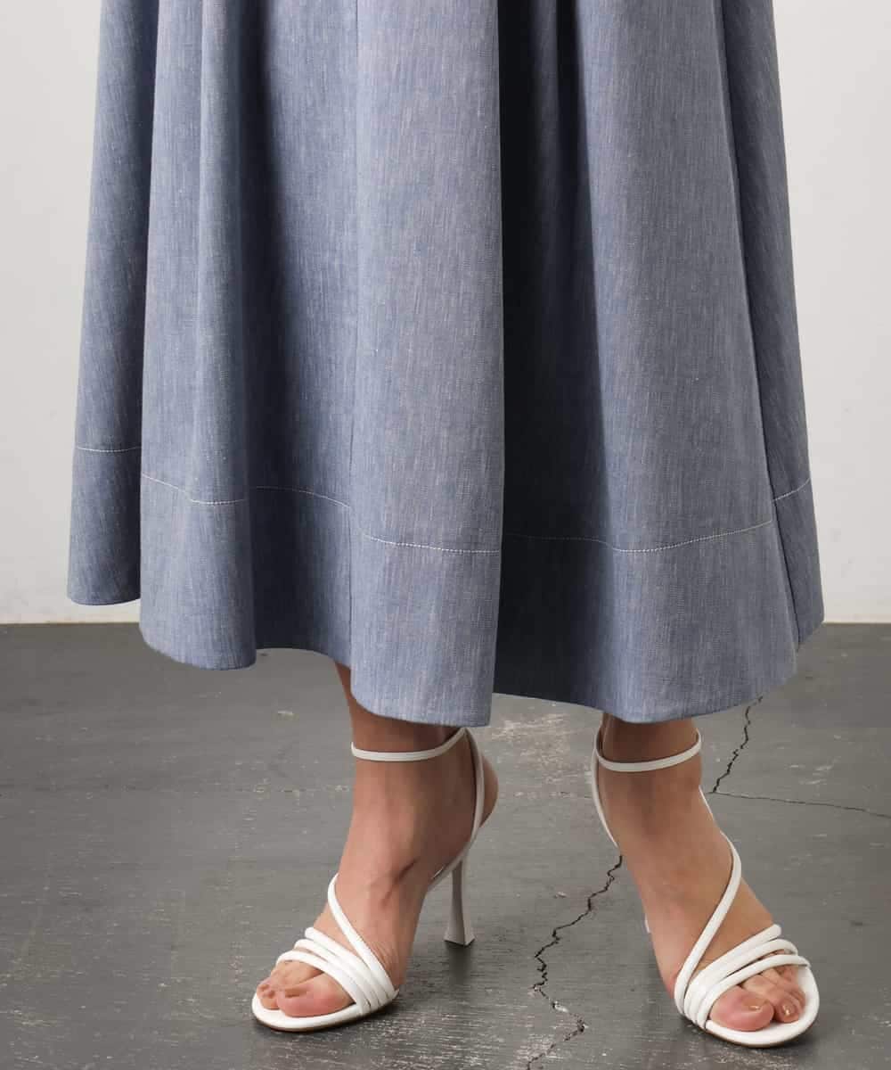 FMHGD08290 MICHEL KLEIN(ミッシェルクラン) デニムライクシャンブレー Aラインスカート ネイビー