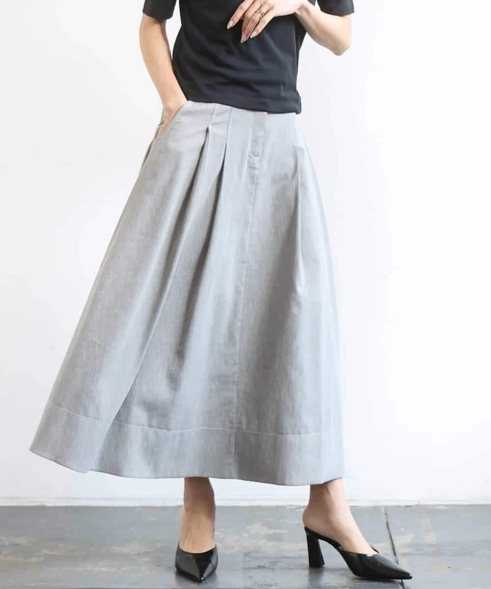 FMHGD08290 MICHEL KLEIN(ミッシェルクラン) デニムライクシャンブレー Aラインスカート グレー