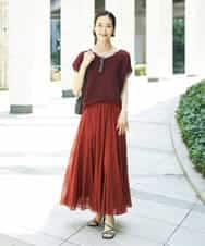 FMHGD10280 MICHEL KLEIN(ミッシェルクラン) カラーギャザースカート レッド