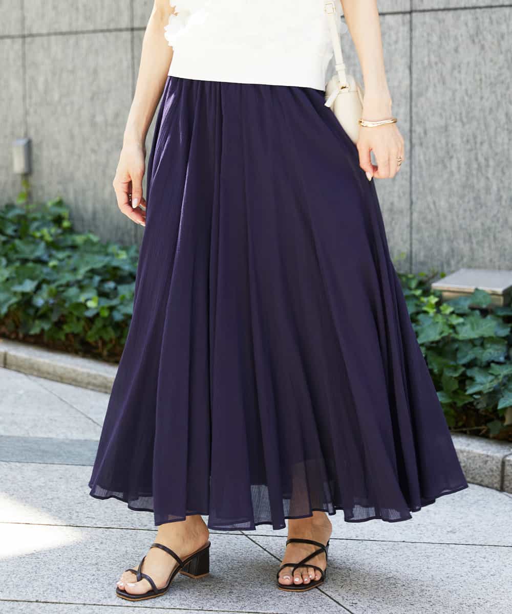 FMHGD10280 MICHEL KLEIN(ミッシェルクラン) カラーギャザースカート レッド