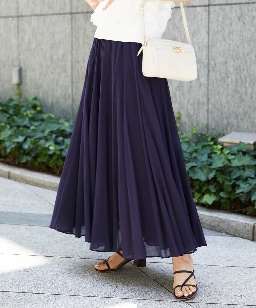 FMHGD10280 MICHEL KLEIN(ミッシェルクラン) カラーギャザースカート レッド