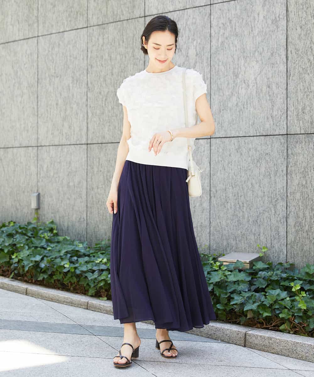FMHGD10280 MICHEL KLEIN(ミッシェルクラン) カラーギャザースカート レッド