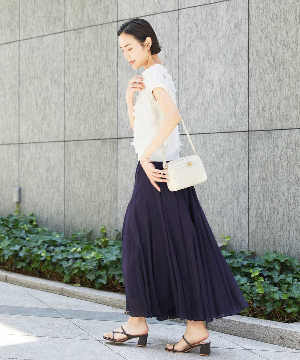 FMHGD10280 MICHEL KLEIN(ミッシェルクラン) カラーギャザースカート レッド