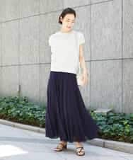 FMHGD10280 MICHEL KLEIN(ミッシェルクラン) カラーギャザースカート レッド