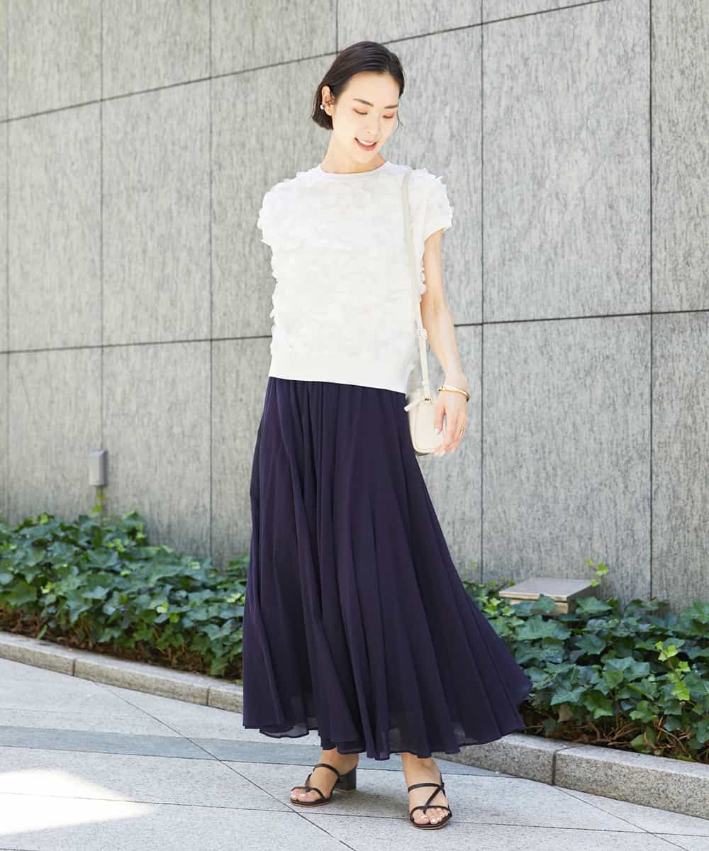 FMHGD10280 MICHEL KLEIN(ミッシェルクラン) カラーギャザースカート レッド