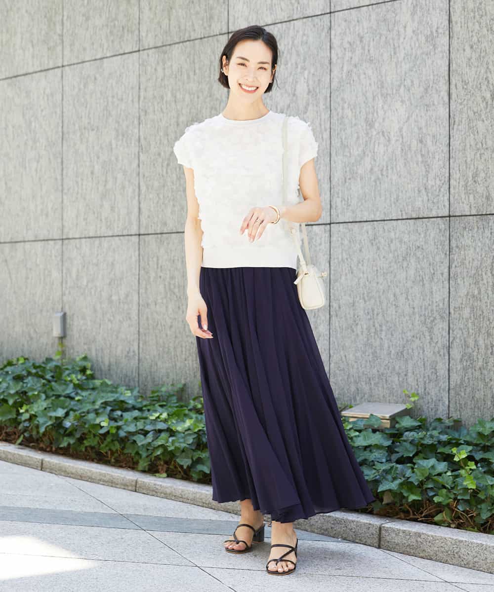 FMHGD10280 MICHEL KLEIN(ミッシェルクラン) カラーギャザースカート レッド