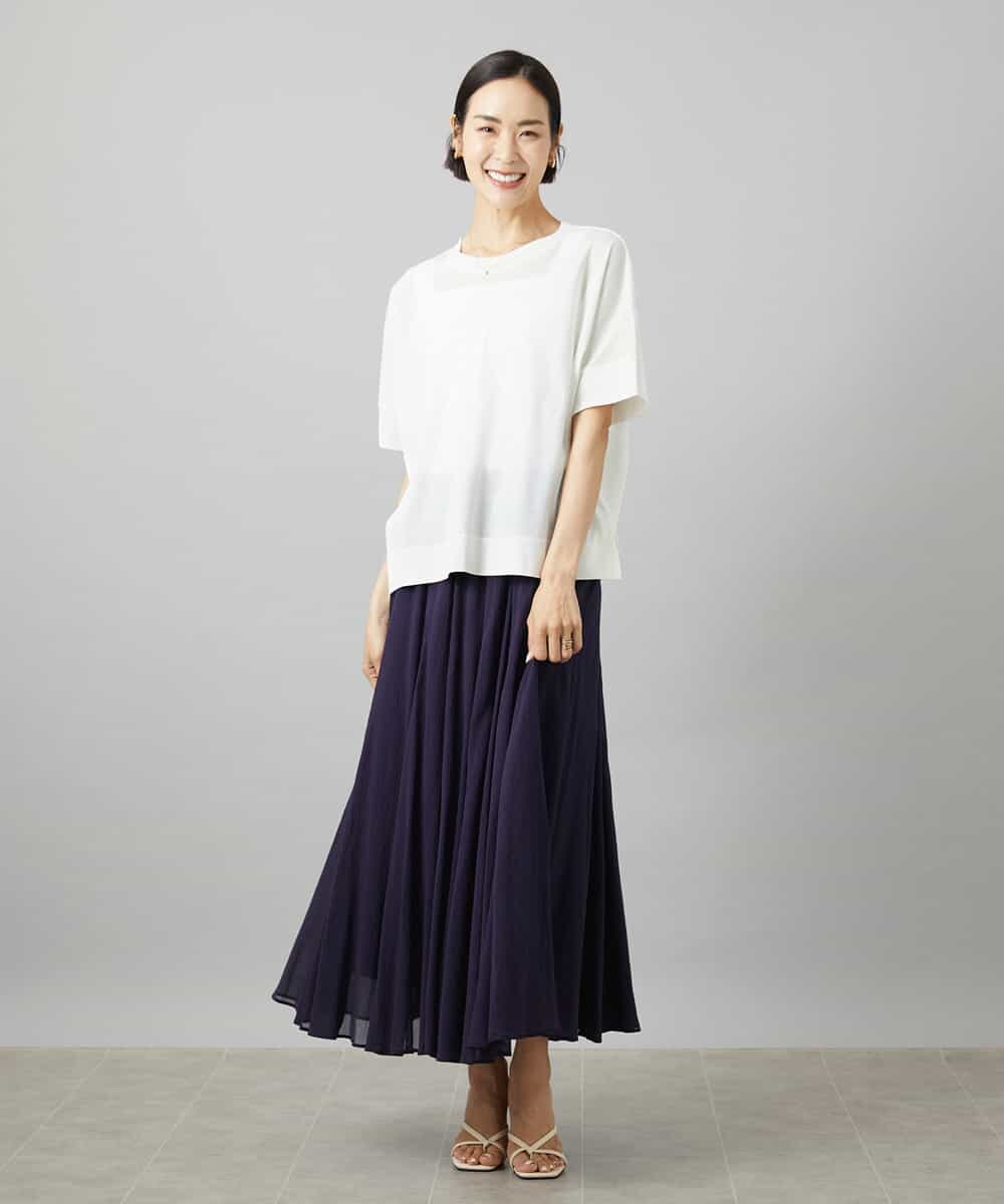 FMHGD10280 MICHEL KLEIN(ミッシェルクラン) カラーギャザースカート レッド