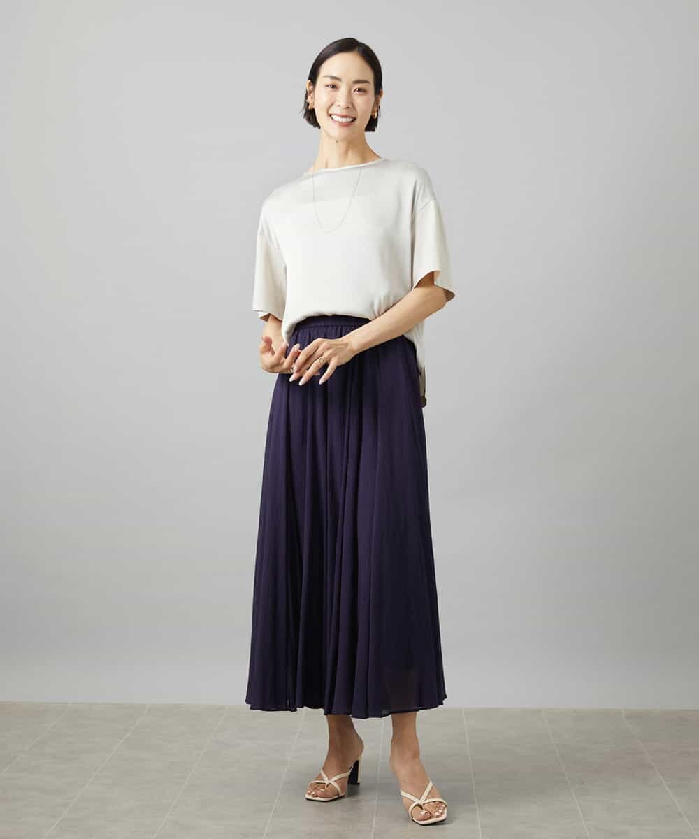 FMHGD10280 MICHEL KLEIN(ミッシェルクラン) カラーギャザースカート レッド
