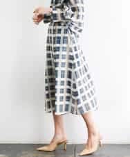 FMHGD10400 MICHEL KLEIN(ミッシェルクラン) [セットアップ対応]チェック柄タックフレアスカート アイボリー