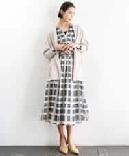 FMHGD10400 MICHEL KLEIN(ミッシェルクラン) [セットアップ対応]チェック柄タックフレアスカート アイボリー