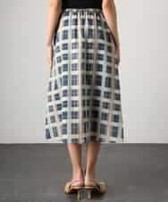 FMHGD10400 MICHEL KLEIN(ミッシェルクラン) [セットアップ対応]チェック柄タックフレアスカート アイボリー