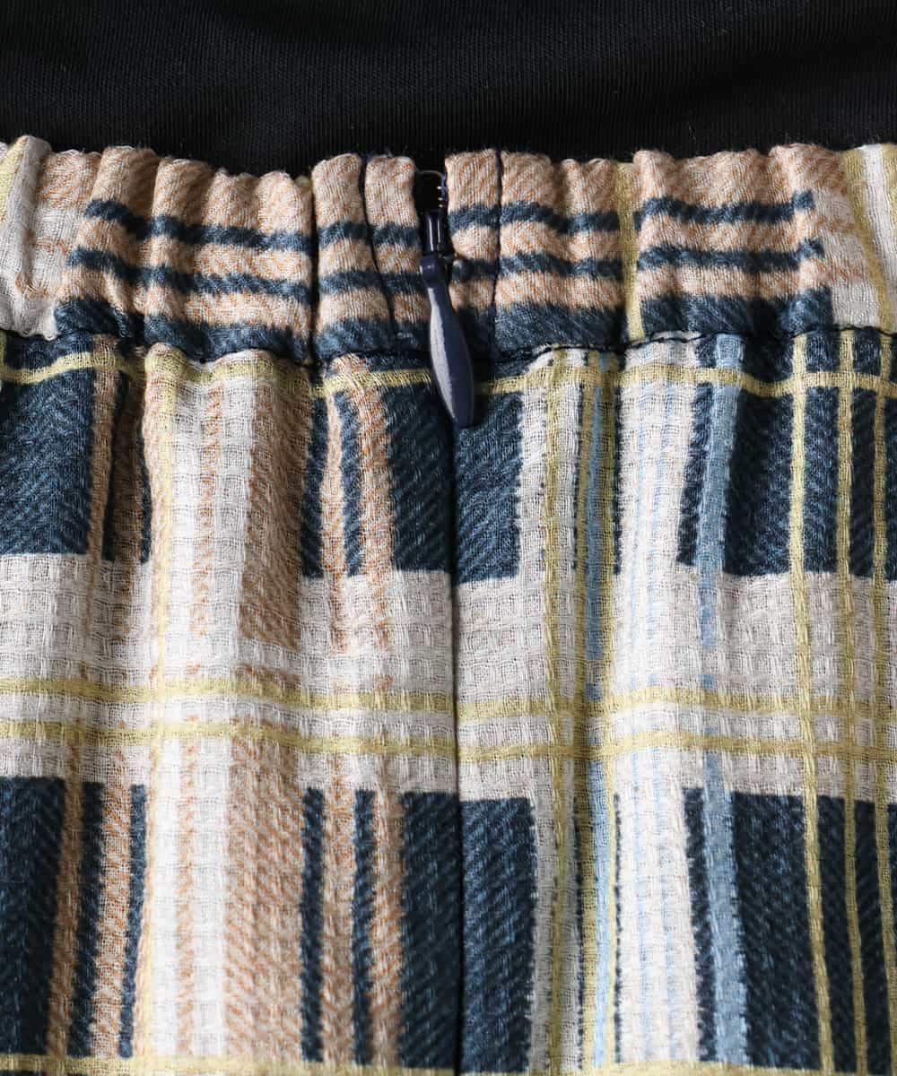 FMHGD10400 MICHEL KLEIN(ミッシェルクラン) [セットアップ対応]チェック柄タックフレアスカート アイボリー