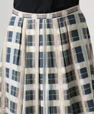 FMHGD10400 MICHEL KLEIN(ミッシェルクラン) [セットアップ対応]チェック柄タックフレアスカート アイボリー