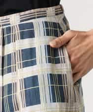 FMHGD10400 MICHEL KLEIN(ミッシェルクラン) [セットアップ対応]チェック柄タックフレアスカート アイボリー