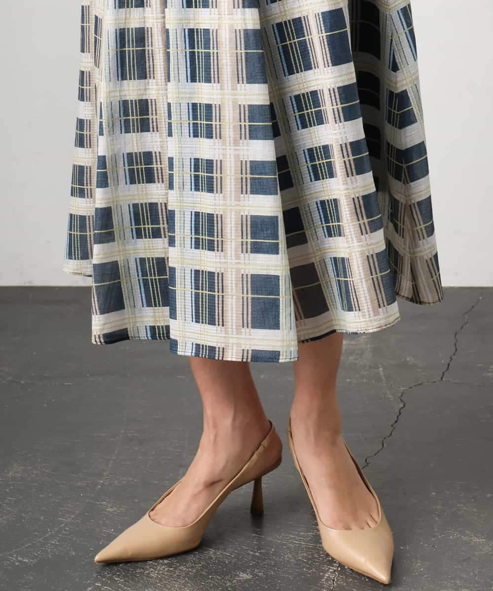 FMHGD10400 MICHEL KLEIN(ミッシェルクラン) [セットアップ対応]チェック柄タックフレアスカート アイボリー